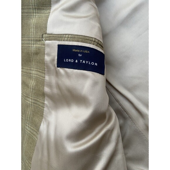 Hart Schaffner Marx Blazer Mens 42R Tan Plaid Wool Sport Coat Jacket Lord & Tay - Picture 6 of 12